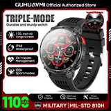 2026 Military Smart Watch Men 1100mAh Big Battery 1.7'' AMOLED Display Bluetooth Call AI Voice Assistant Heart Rate Sleep & SpO2 Monitor Bracelet IP68 Waterproof Compass Flashlight Sports Fitness Tracker Smartwatch