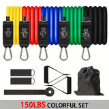 Resistance Band Set Workout Bands Exercise Band 5 Tube Fitness with Door Anchor Handles Legs Ankle Straps and Fitness Stick