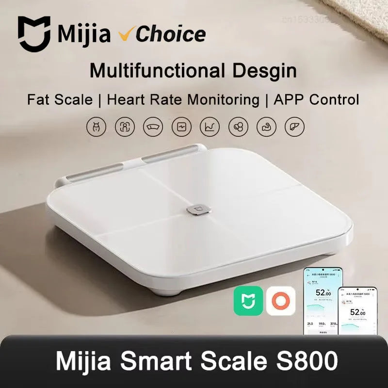 Mijia Smart Scale S800 8-Electrode Body Mi Fat Scale Bluetooth Dual-Frequency BIA Tempered Glass Works With Mi Home App