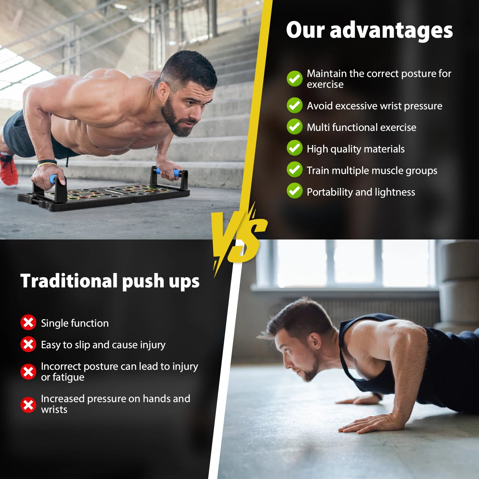 DayPlus Push-up Board Set Portable Multifunctional Push-up Bar Foldable Fitness Equipment For Chest Abdomen Arms/Back Training