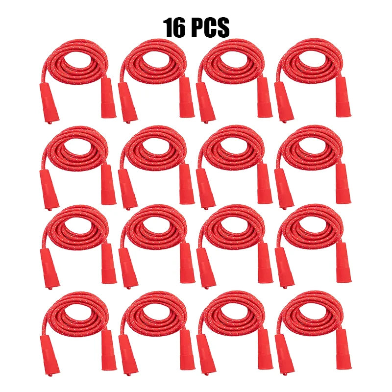 2/4/8/16Pcs Cotton Rubber Skipping Rope For Fitness Elementary School Cloth Braided Rope Fitness Student School Exercise