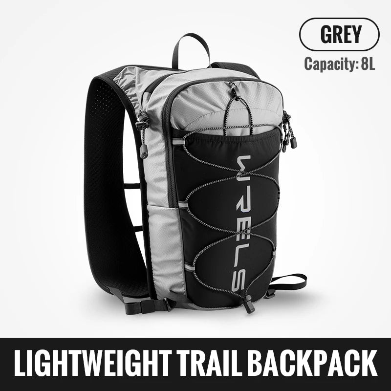 WRELS 8L Running Hydration Vest Backpack Trail Racing Marathon Hiking Fitness Bag Ultralight Backpack Hydration Vest Pack