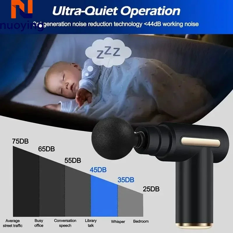 Portable Fascial Massage Gun Electric Percussion Pistol Massager Body Relaxation With LED Touch Screen 4Replaceable Massage Head