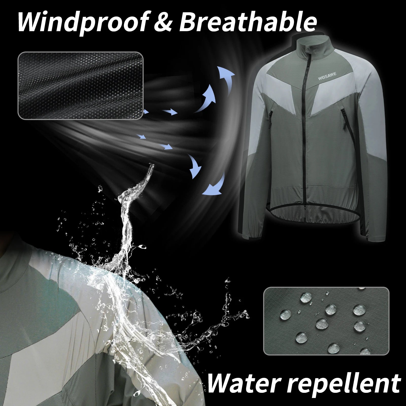 WOSAWE Reflective Cycling Jacket Winter Autumn Bicycle Windbreaker Bike Soft Windproof Waterproof Motorbike Jacket Men Coat