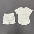 2 Pieces HISTELLO Sports Sets Short Sleeve Seamless Yoga Top Fitness Set Women Workout Running Sports Shorts Gym Suit
