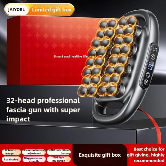 32 Massage Head Massage Gun Deep Tissue Muscle Professional Grade High Power Wireless High Frequency Vibration With Heating Gift