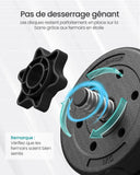 2-in-1 Weight Training Dumbbell Set, 2 x 15 kg, Adjustable Weight, with Additional Steel Extension Bar, Ink Black