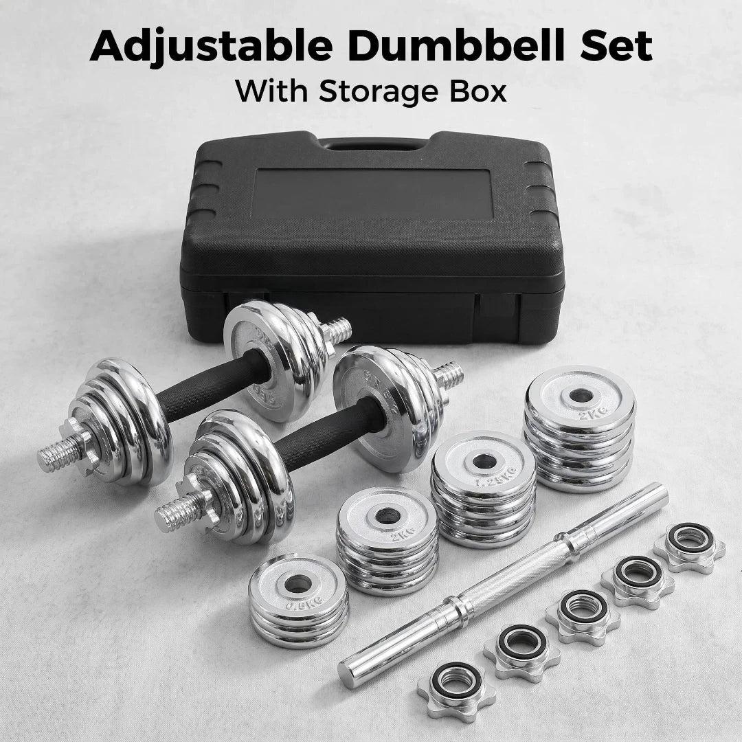 10/20kg Electroplated Dumbbell Set, Adjustable Electroplated Dumbbells, with Storage Toolbox, Equipped with Connecting Rods and Fixing Nuts, Suitable for Home Indoor Workouts, Ideal Fitness Equipment for Fitness Enthusiasts t
