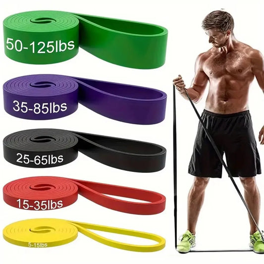 New 1Pcs Tough Latex Resistance Band Elastic Exercise Strength Pull-Ups Auxiliary Band Fitness Equipment Strengthening Train