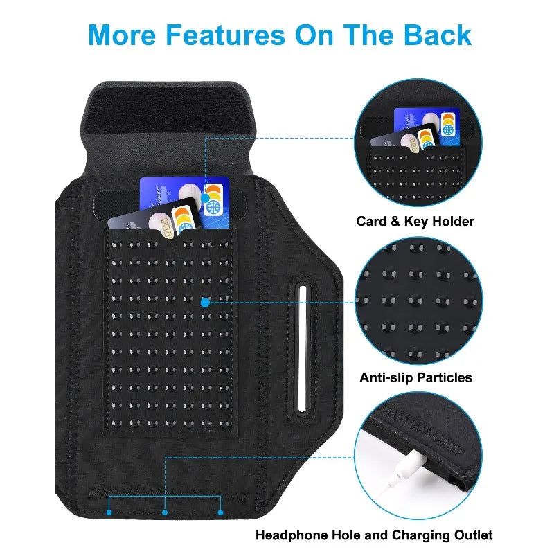 Haissky Running Sport Armband For iPhone 17 16 15 14 13 Pro Max Air Plus Outdoor Workout Zipper Pocket Touchscreen Arm Bag Pouch