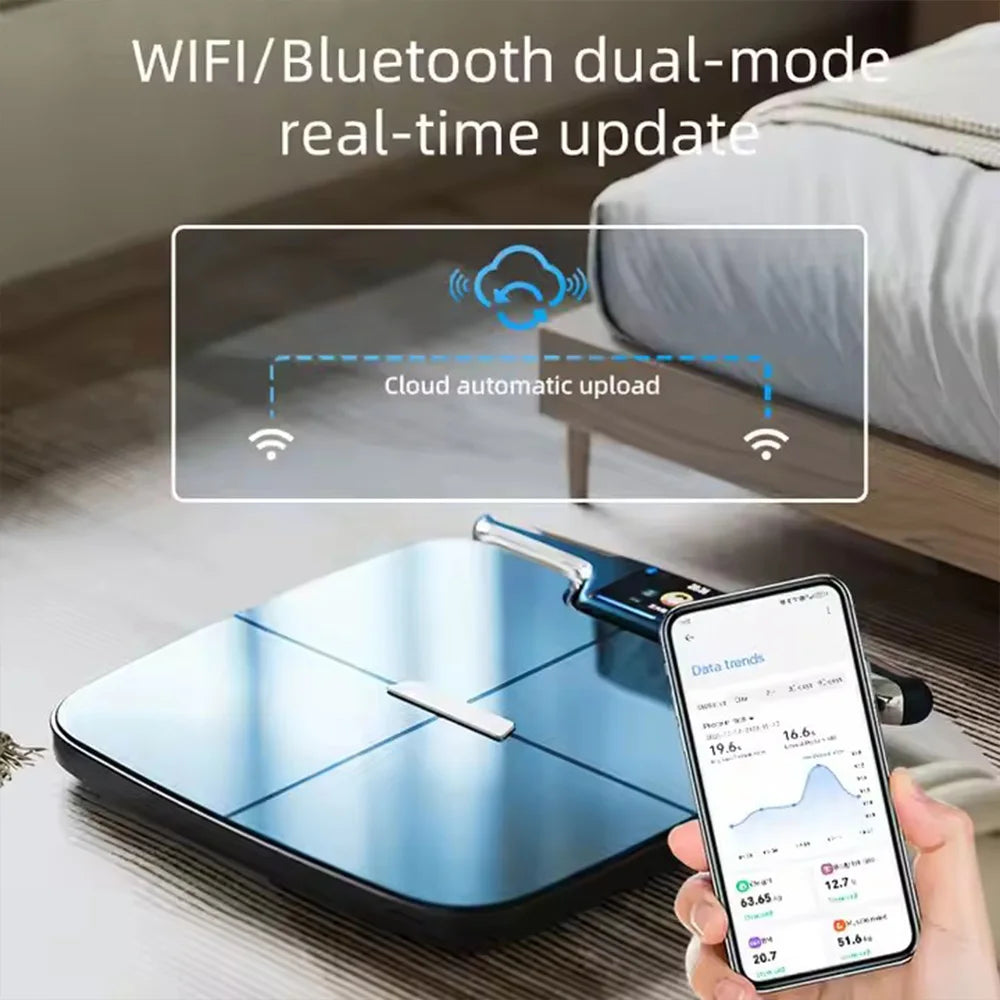 Smart Digital Body Weight Scale FSA or HSA elegible 8 Electrodes 56+Metrics -Rechargeable- WiFi & Bluetooth - Full Body Analysis