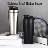 Protein Powder Shaker Bottle 500/750ml Leak Proof Water Bottle for Gym Fitness Sport Whey Shakes Cup with Scale Stainless Steel