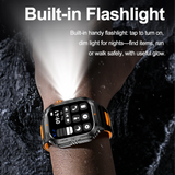 2026 1000mAh military outdoor smartwatch 2.01 inches LED flashlight IP68 waterproof Heart rate sleep Bluetooth call sport watch