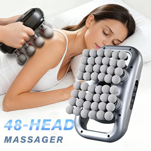 48 Head Massager Gun, Back Neck Shoulder Leg Muscle Whole Body Massager, 9 Modes 9 Levels, Deep Tissue, Non Slip Handle, Type-C Fast Charge, Portable Percussion Massager to Anytime Anywhere Ideal Gift for Home Or Office