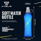 WRELS Soft Folding Water Bottles BPA-Free Collapsible Flask Lightweight Running Water Bottle Sports Water Bag TPU Soft Flask
