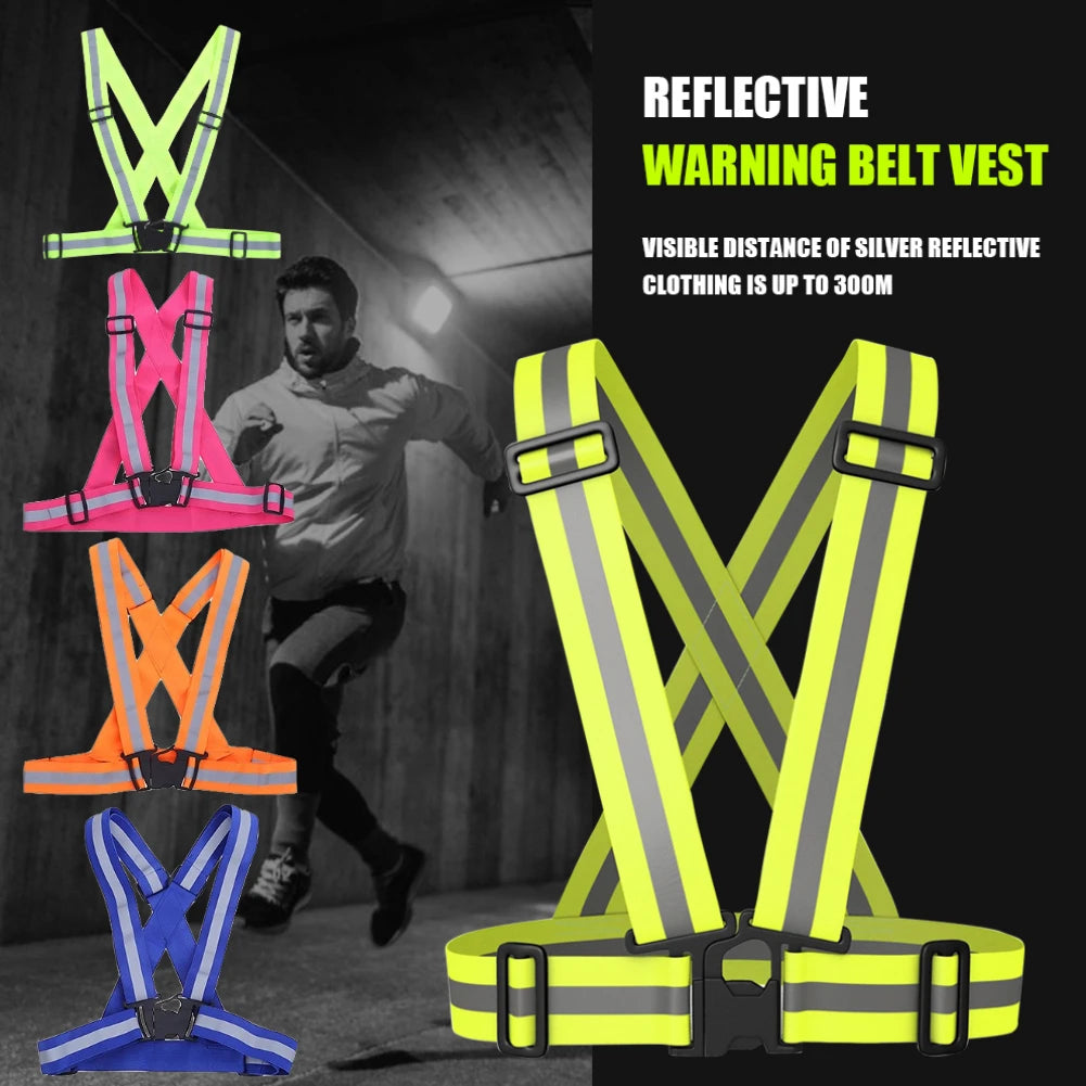 Highlight Reflective Straps Night Work Security Running Cycling Safety Reflective Vest High Visibility Reflective Safety Jacket