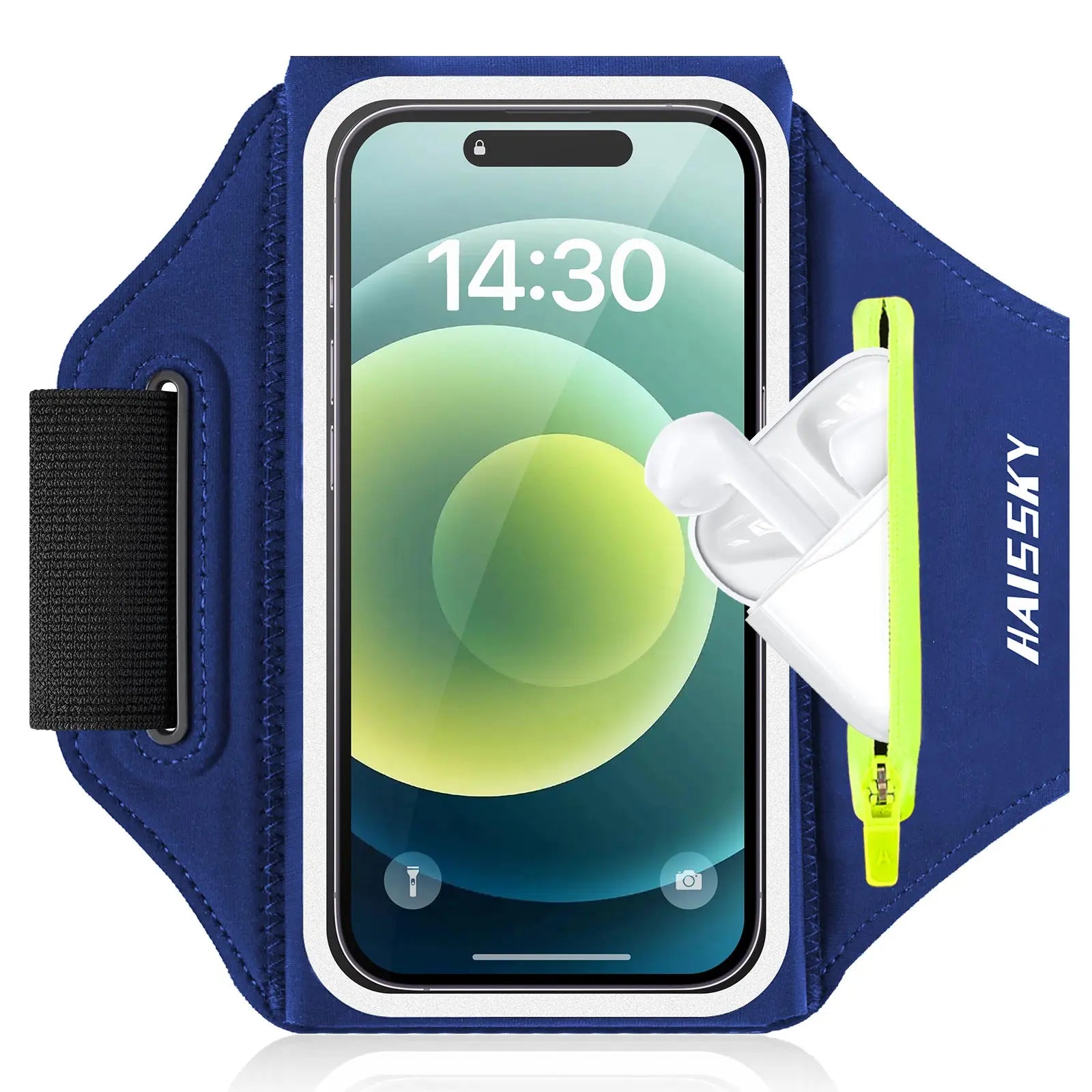 Haissky Running Sport Armband For iPhone 17 16 15 14 13 Pro Max Air Plus Outdoor Workout Zipper Pocket Touchscreen Arm Bag Pouch