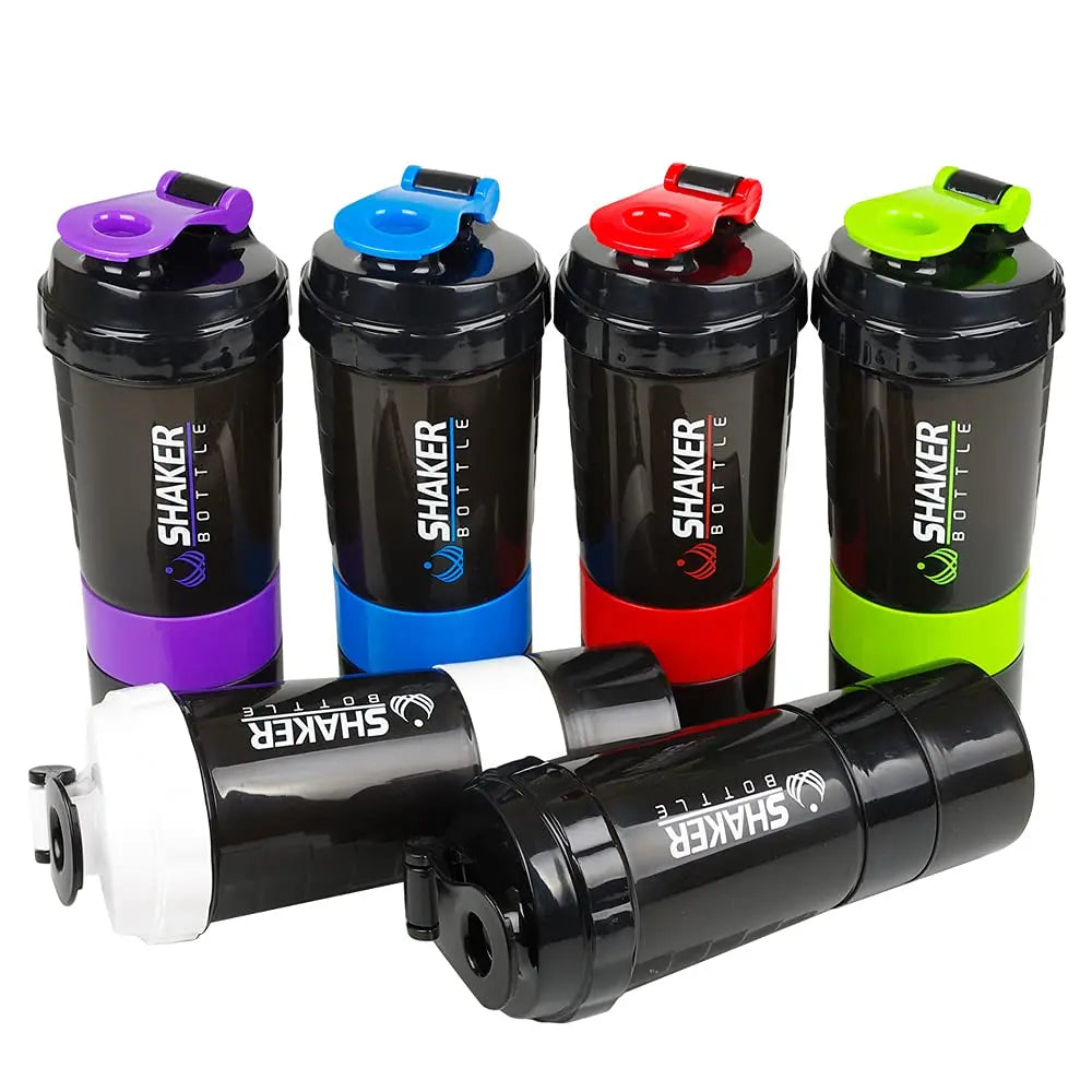 Large Capacity 3 Layers Protein Shaker Bottle with Mixing Cup for Body Building Exercise Water Shaker Cup Powder Shake Mixer