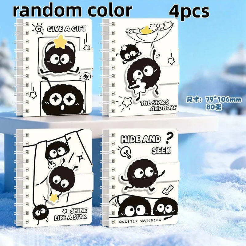 Capybara Panda Mini Journal  A7 Pocket Spiral Notebook with Velcro Closure for Student Portable Pad