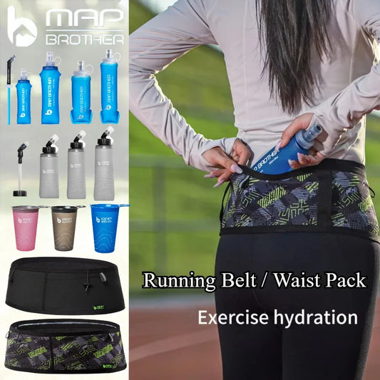MAP BROTHER Waist Belt Bag Invisible Elastic Running Belt Multi-Function Fanny Pack Waterproof Close-Fitting Marathon Waist Bag