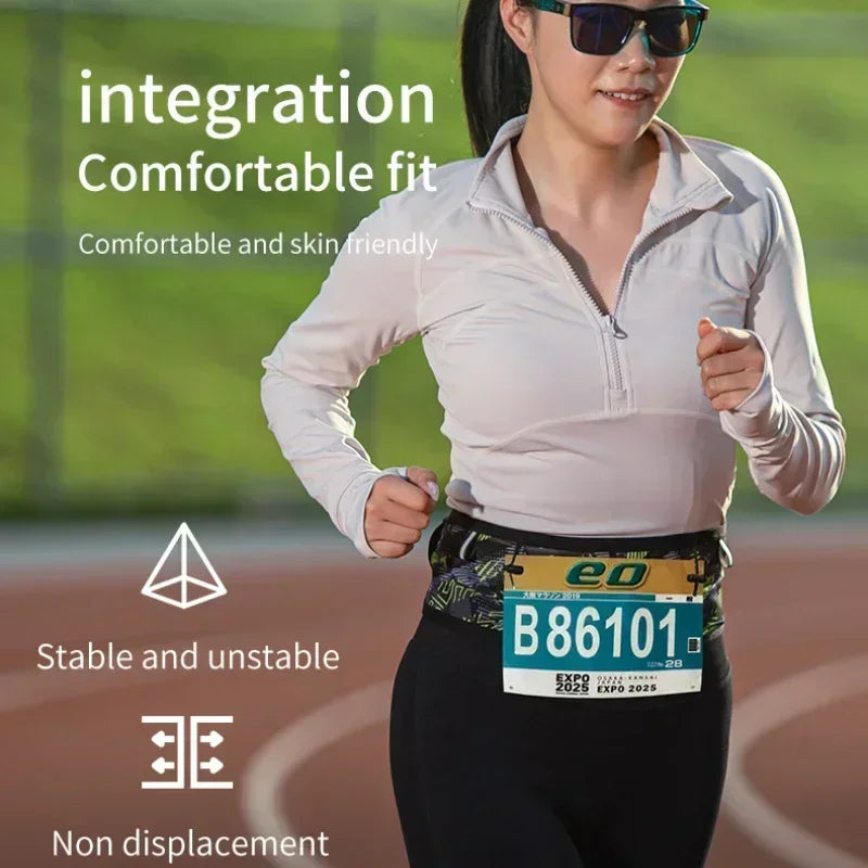 MAP BROTHER Waist Belt Bag Invisible Elastic Running Belt Multi-Function Fanny Pack Waterproof Close-Fitting Marathon Waist Bag