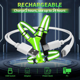 LED Night Running Vest Reflective Cycling Walking Highlight Security Vests USB Rechargeable Safety Straps for Kids Adults Biking