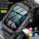 2026 New Military Smart Watch Men 3ATM Outdoor Sports Fitness Tracker Blood Pressure Health Monitoring BT Call GPS Smartwatch