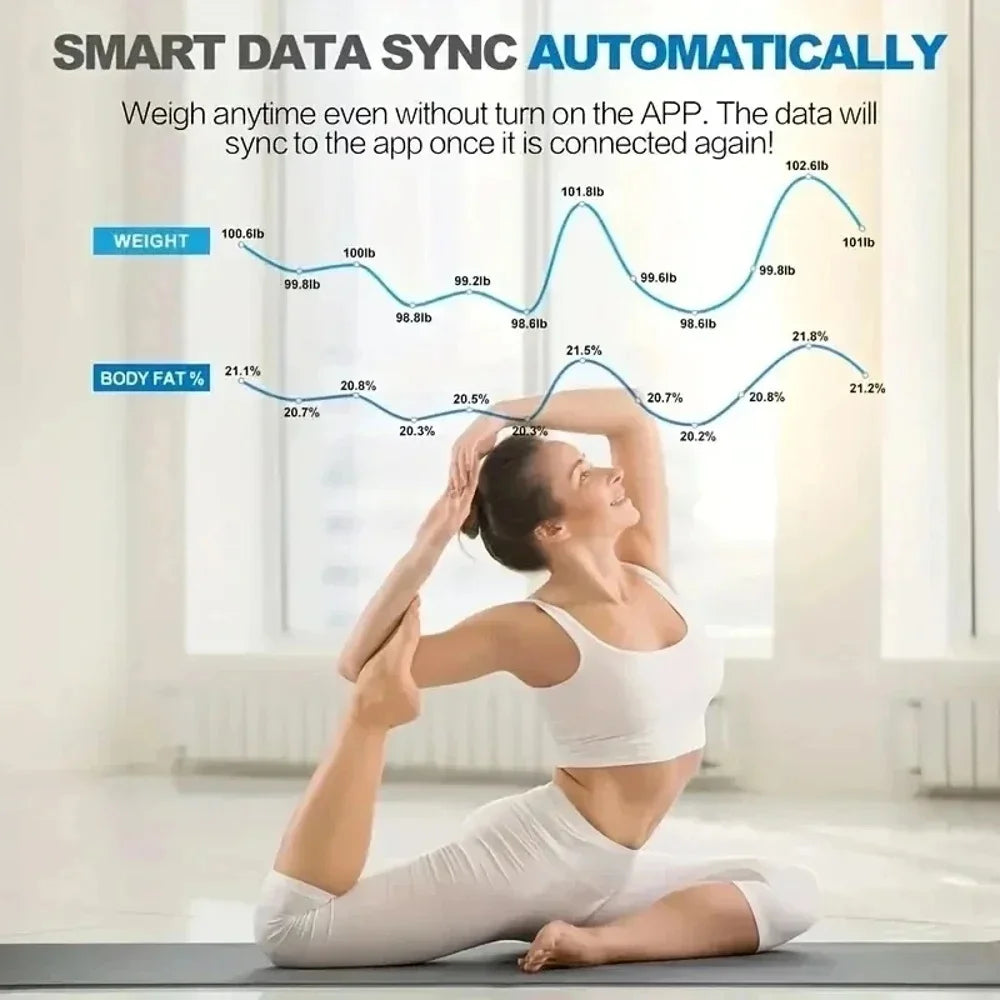 Bluetooth Smart Weight Scale - Precise Intelligent Digital Wireless Weight Scale. USB Rechargeable Smart Bathroom Scale Forhands