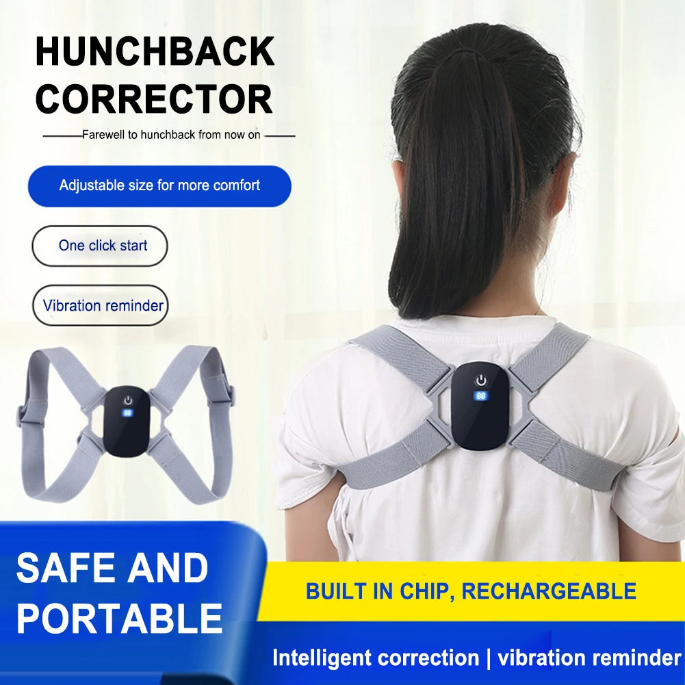 LCD 8-shaped Sitting Posture Corrector Rechargeable 400mAh Back Correction Belts Smart Sensor Vibration Reminder for Work Sudy