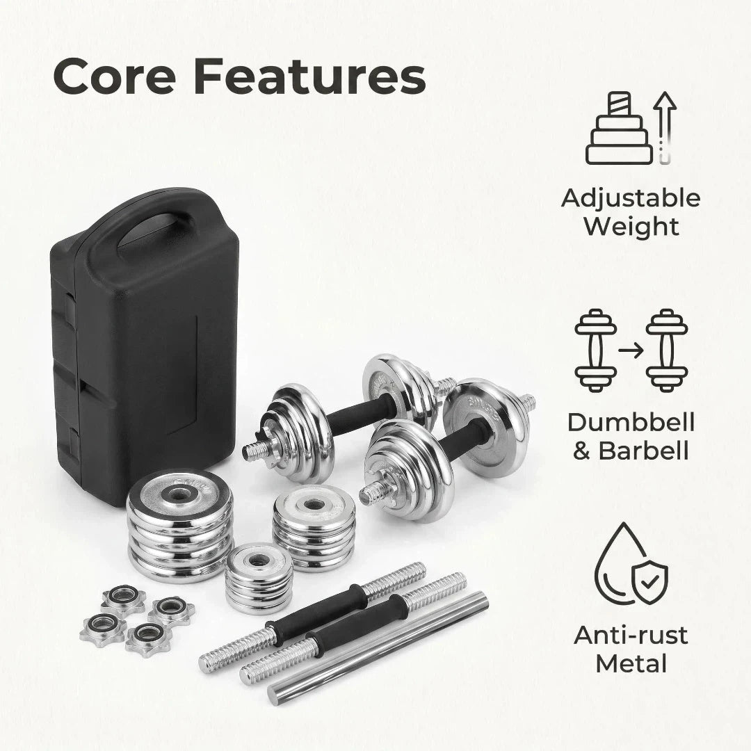 10/20kg Electroplated Dumbbell Set, Adjustable Electroplated Dumbbells, with Storage Toolbox, Equipped with Connecting Rods and Fixing Nuts, Suitable for Home Indoor Workouts, Ideal Fitness Equipment for Fitness Enthusiasts t