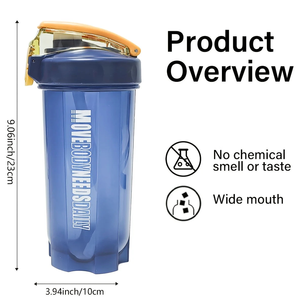 1pc Portable Protein Shaker 550ml Fitness Bottle with plastic Whisk Ball for Fitness Enthusiasts Athletes Perfect For Outdoor