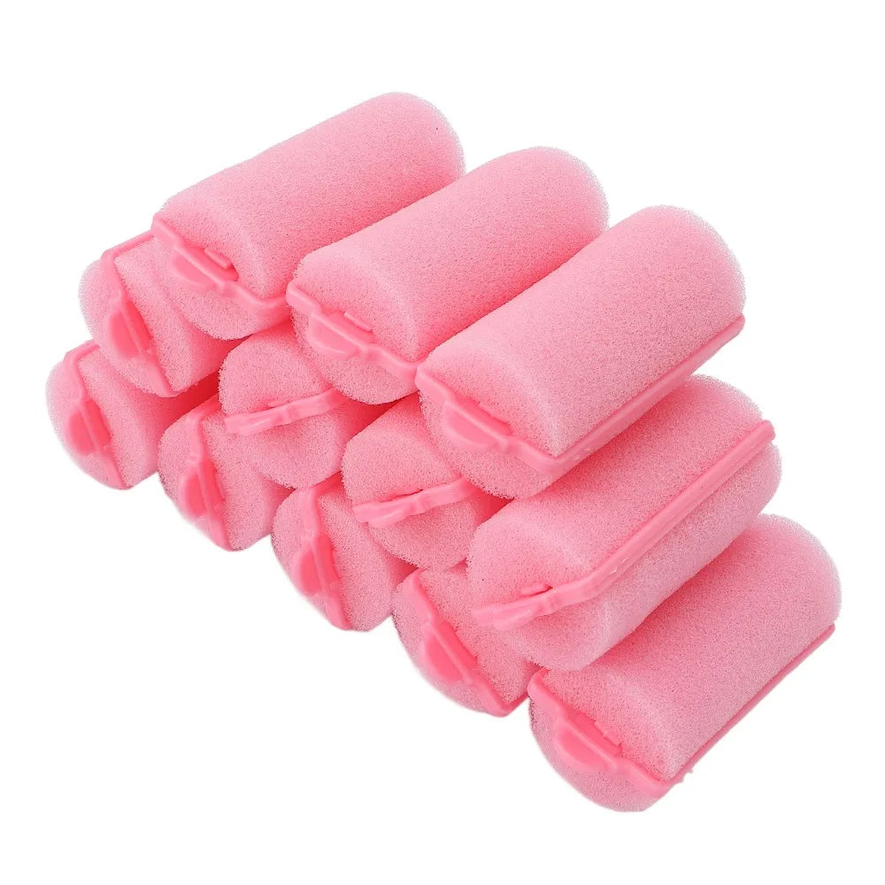 12pcs Styling Tool Soft Foam Sponge Hair Roller Pink Daily Soft Hair Curler Professional Easy to Use Foam Hair Roller Home Salon