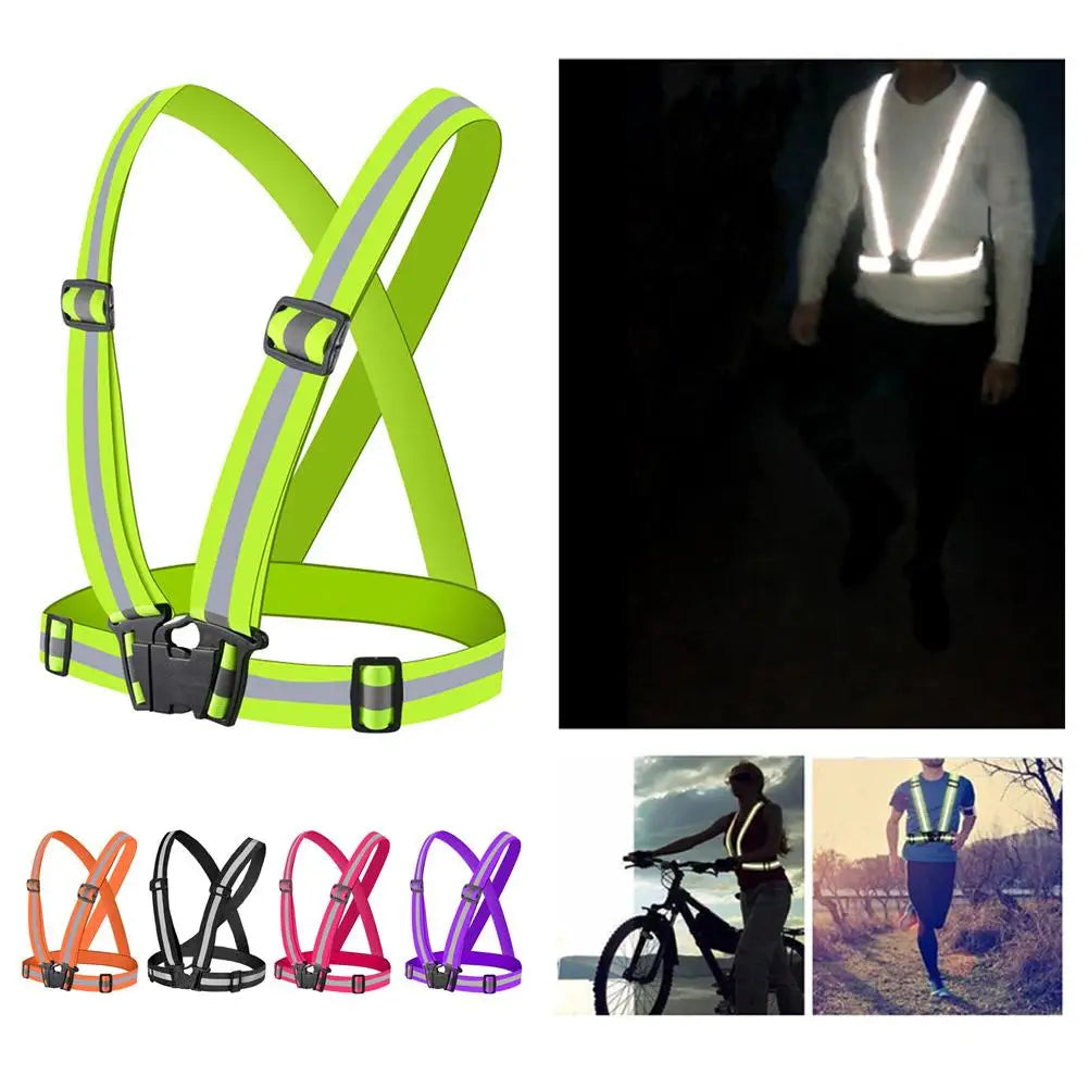 High Visibility Reflective Safety Vest Yellow Adjustable Straps Night Running Cycling Walking Outdoor Sports Safety Clothing