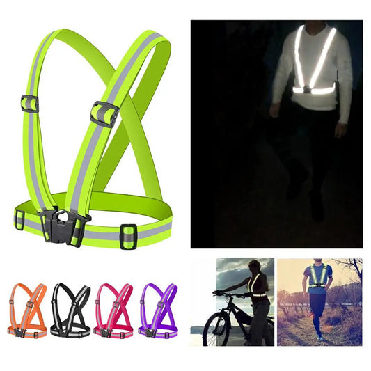High Visibility Reflective Safety Vest Yellow Adjustable Straps Night Running Cycling Walking Outdoor Sports Safety Clothing