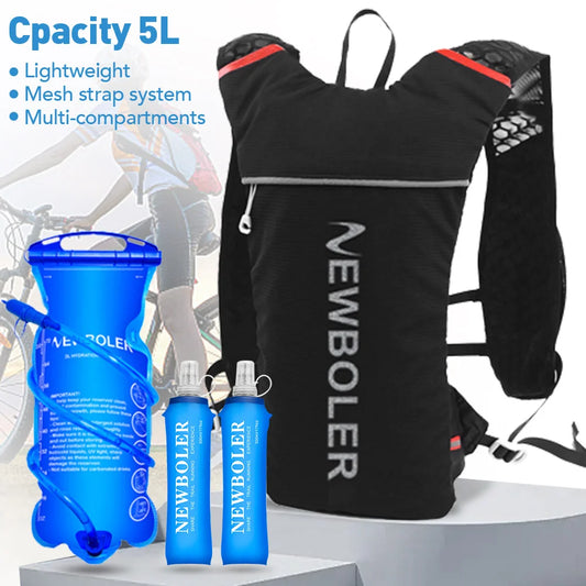5L Ultra Lightweight Running Backpack Running Trail Hydration Vest Pack Marathon Running Bike Rucksack bag 500ml 2L Soft Flask