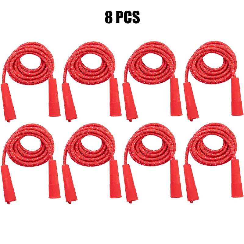 2/4/8/16Pcs Cotton Rubber Skipping Rope For Fitness Elementary School Cloth Braided Rope Fitness Student School Exercise