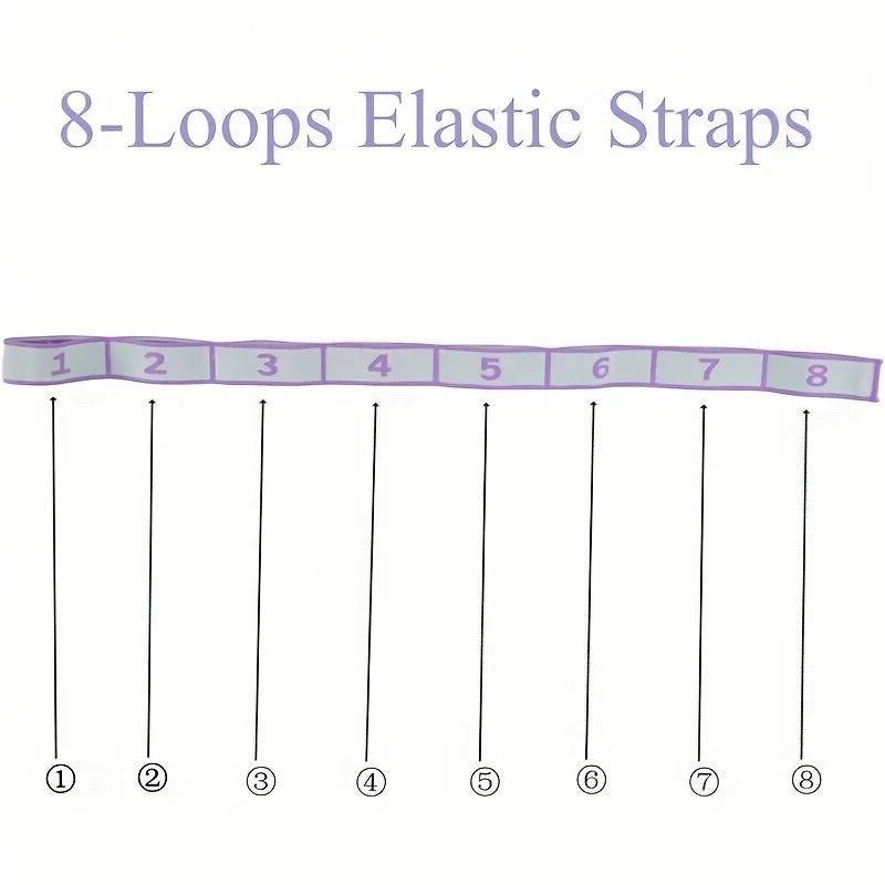 Numbered Resistance Bands with Guide Purple Blue Pink Elastic Straps for Yoga Pilates Home Gym Pull-Up Training Band