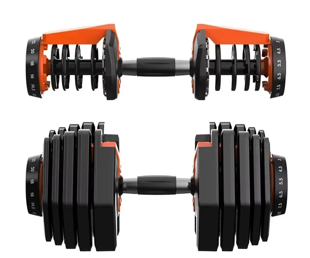 SIHAO Quick Adjust Fitness Dumbbell, 24/40KG (52.5/90LBS) Dual Weight Options, Labor-saving Quick-change Design, Heavy-duty Gym Gear for Arm Muscle Building, Home Workout and Professional Fitness Training