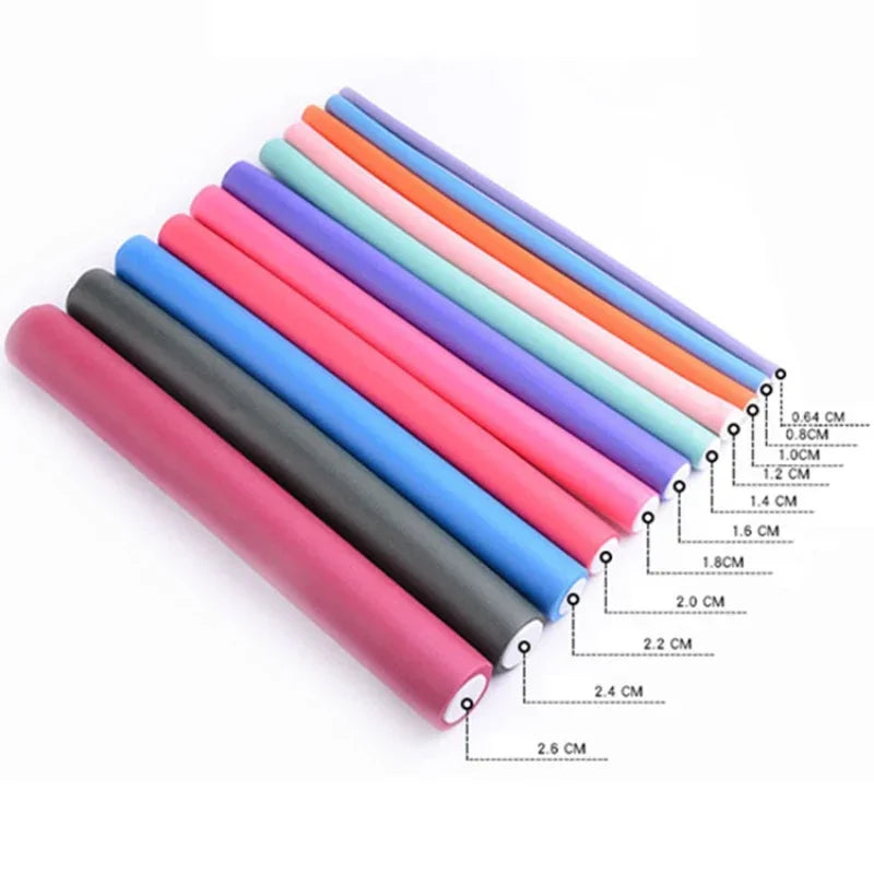 10pcs Foam Heatless Curling Rod Soft  Bendy Twist Curls Tool Sponge Hair Curlers Rollers DIY Hair Styling Tools Set Random Color