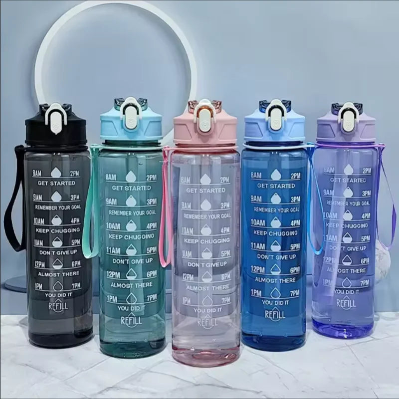 750-900ML Large Capacity Sports Water Bottle Leak Proof Colorful Plastic Cup Drinking Outdoor Travel Portable Gym Fitness Jugs