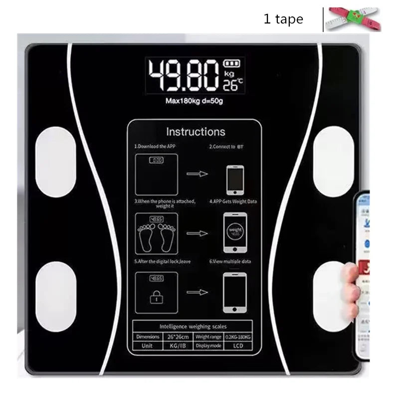 Body Fat Scale Smart Wireless Digital Bathroom Weight Scale Body Composition Analyzer With Smartphone App Bluetooth-compatible