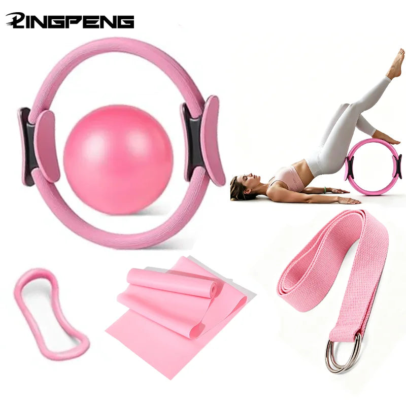 NEW Pilates Ball And Ring Set Pilates Fitness Ring Resistance Band Exercise Workout Fitness Equipment