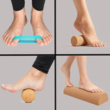 Cork Yoga Blocks Ankle Balance Board Premium Cork Wobble Board Foot Roller Split Half Round Design Yoga Pilates Equipmen