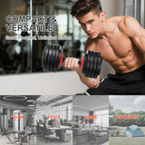 Adjustable All-in-One Dumbbell，5-Level One-Touch Weight Adjustment For Quick Intensity Switching
