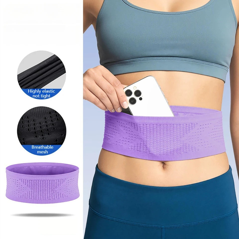 Seamless Invisible Running Waist Belt Bag Gym Bags Lightweight Invisible Mobile Phone Bags Portable Elastic Run Cycling Bag