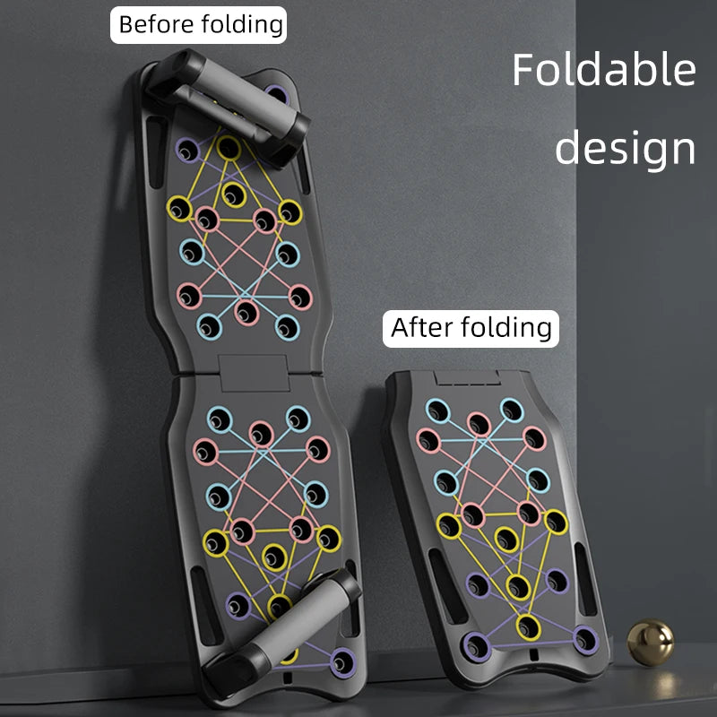 Foldable Non-Slip Dip Stand for Home Workout Portable Multifunctional Push-Up Stand with Resistance Bands Fitness Equipment