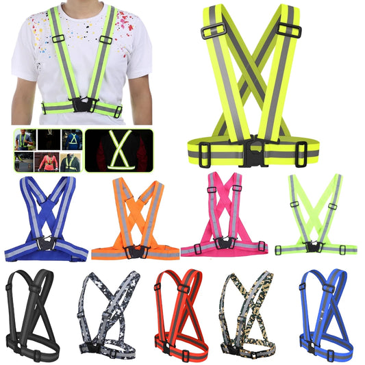 Highlight Reflective Straps Night Work Security Running Cycling Safety Reflective Vest High Visibility Reflective Safety Jacket