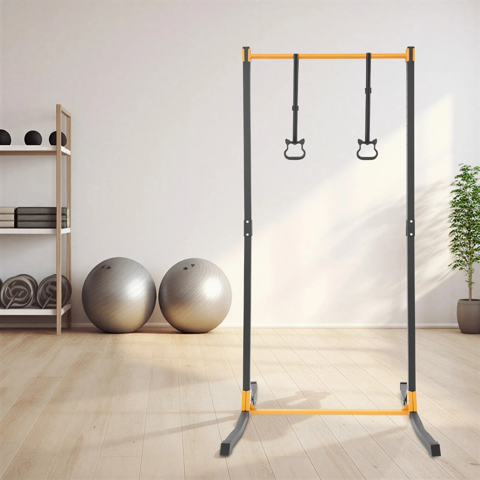Portable Adjustable Pull Up Bar, Heavy Duty Pull Up Station with 400kg Load Capacity, Free Standing Pull Up Bar for Home Gym, Height Adjustable 160-215cm 11 Levels, Steel Construction, for Living Room Bedroom Balcony, Black Y