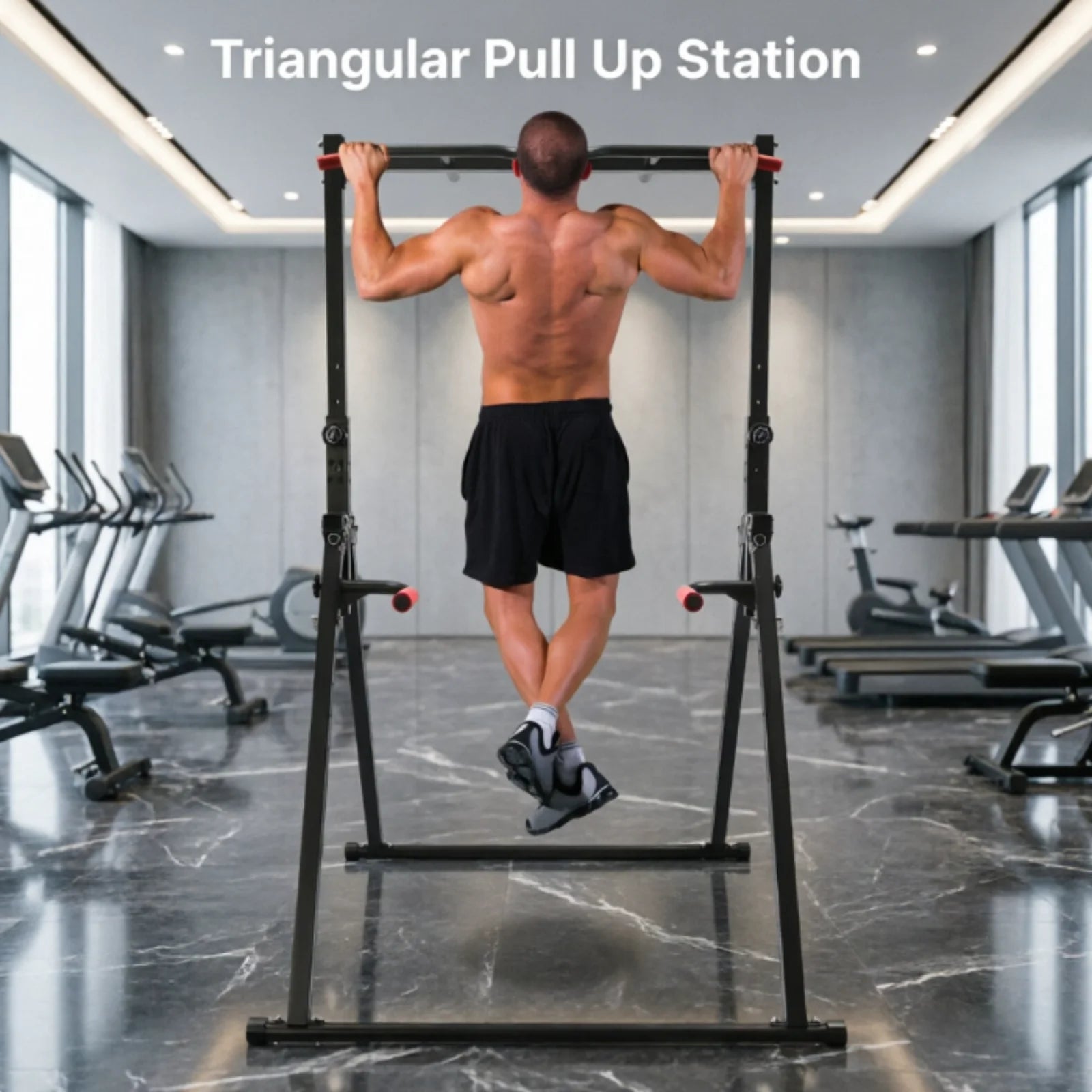 Adjustable Height Pull Up Bar Triangular Pull Up Station Sturdy Carbon Steel Strong Load Capacity Home Gym Fitness Gear Pull-Ups Arm Exercises Different