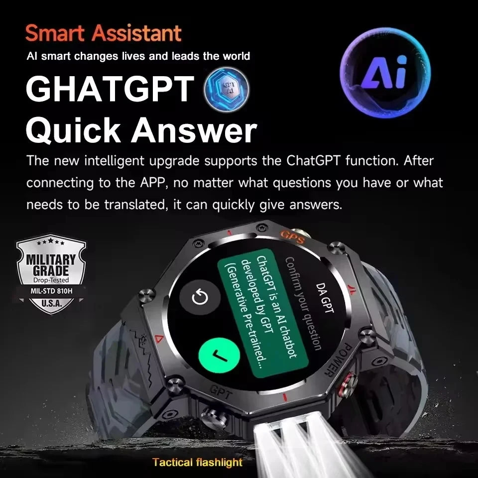 GPS New Titanium alloy Smart Watch AMOLED 10ATM Waterproof Compass Tactics Flashlight Voice Call Sport Men Fitness Swim Bracelet